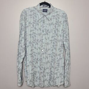 Indigo Palms Denim Co Men's Long Sleeve Button Up‎ Shirt Blue Floral XL